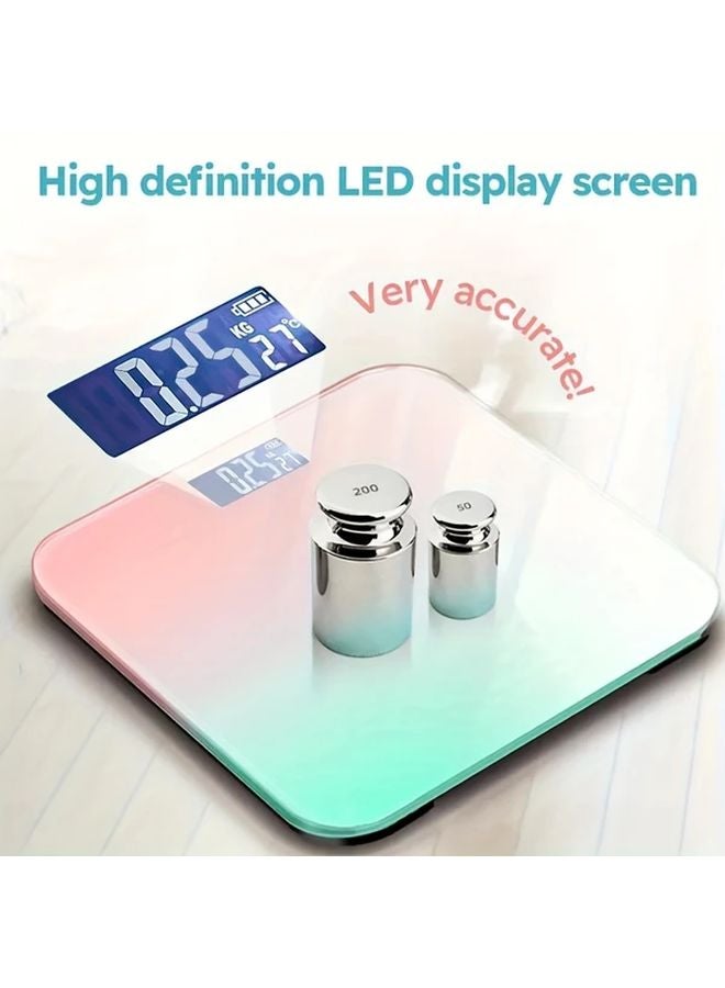 Aurora Pink Digital Bathroom Scale With Temperature Display 400lb Capacity Multi Unit LCD - Image 1